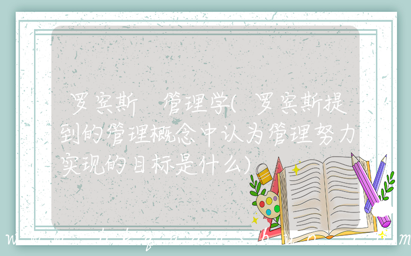 罗宾斯 管理学(罗宾斯提到的管理概念中认为管理努力实现的目标是什么)